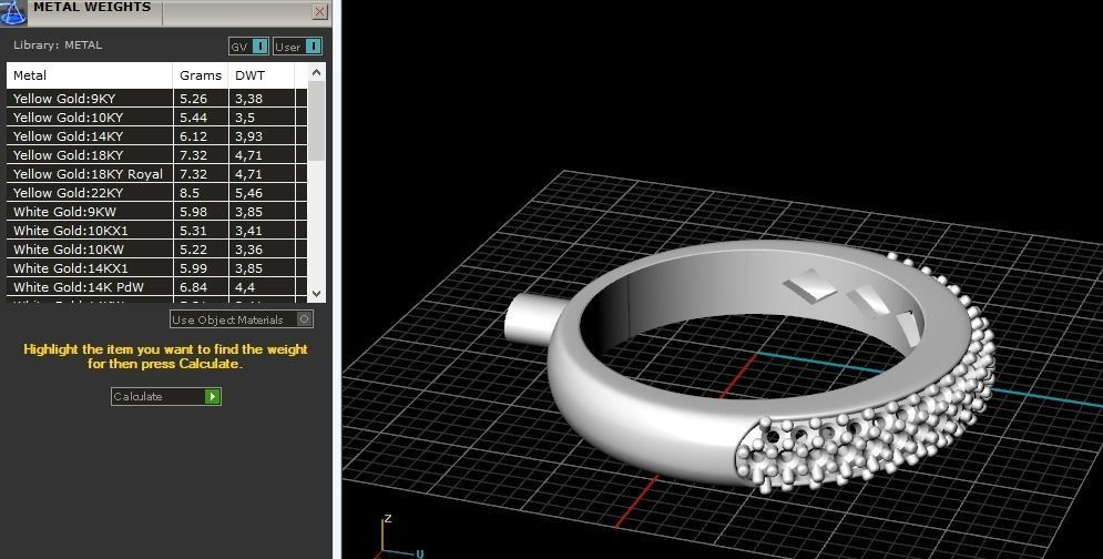 Ring with three rows of stones Model 2306 3D print model_8