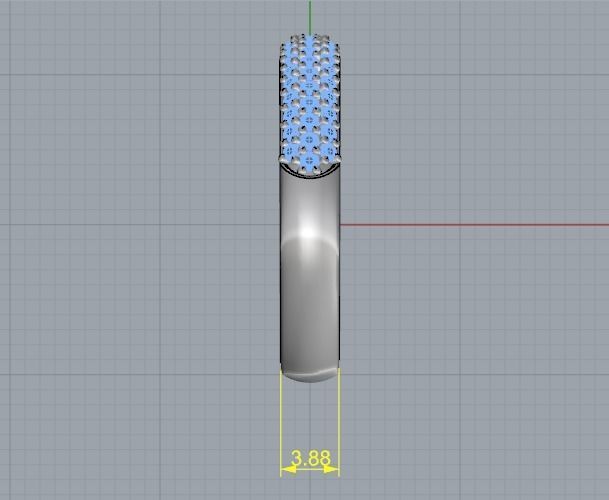Ring with three rows of stones Model 2306 3D print model_7