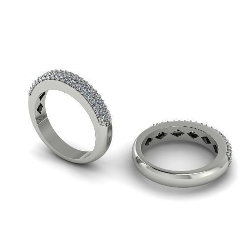 Ring with three rows of stones Model 2306 3D print model_1