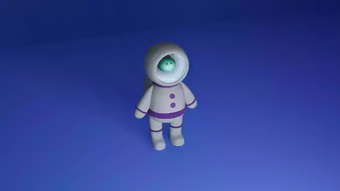 Cute alien on a spacesuit 3D mode