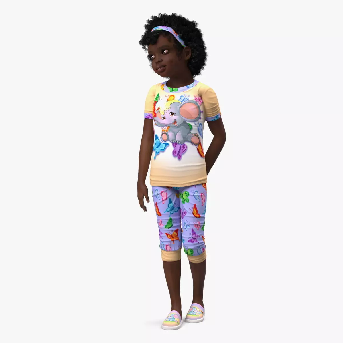 Black Child Girl Home Style 3D model