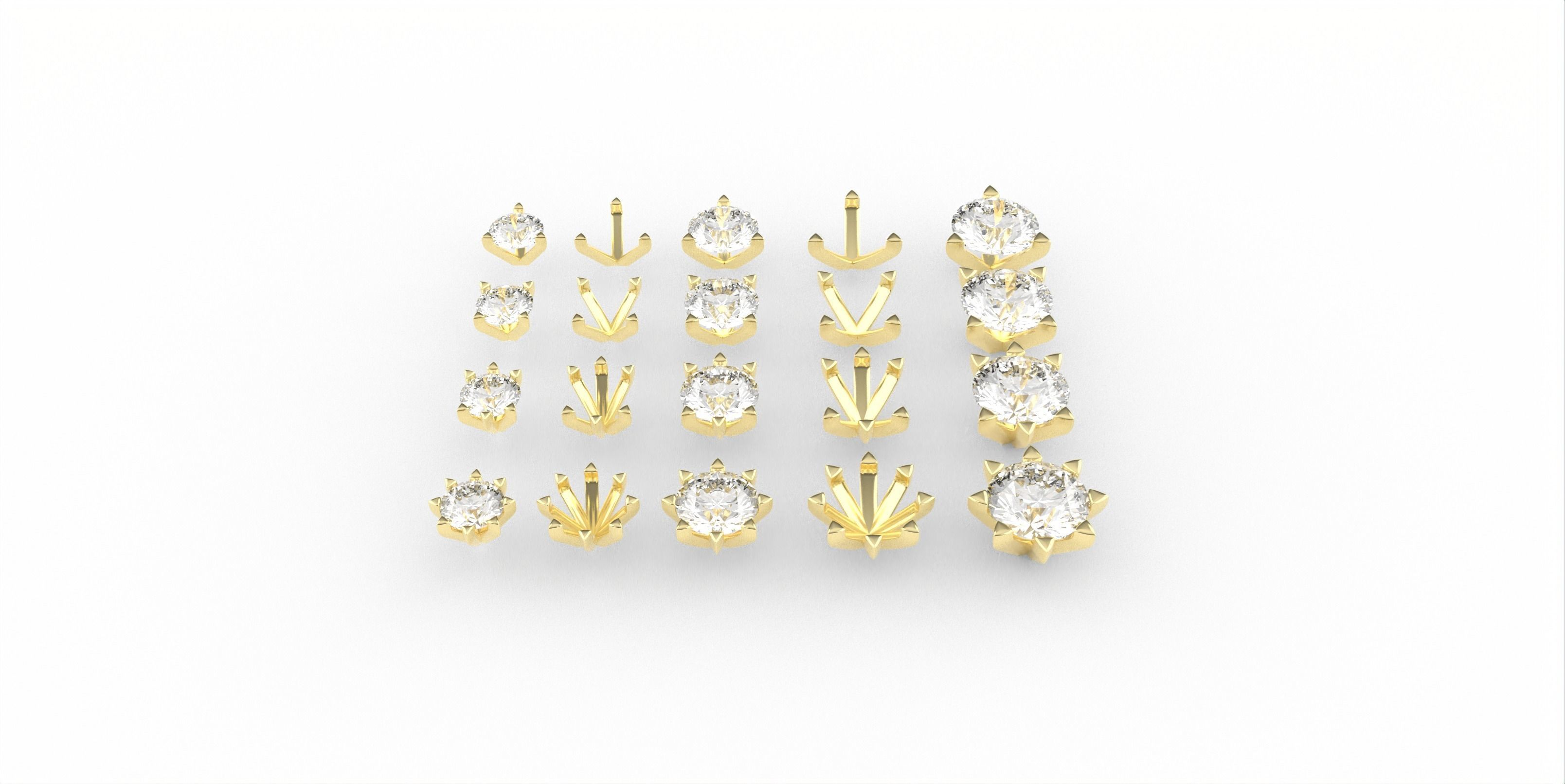 Stone Setting Collection  Semi-finished chatons  3D print model_12