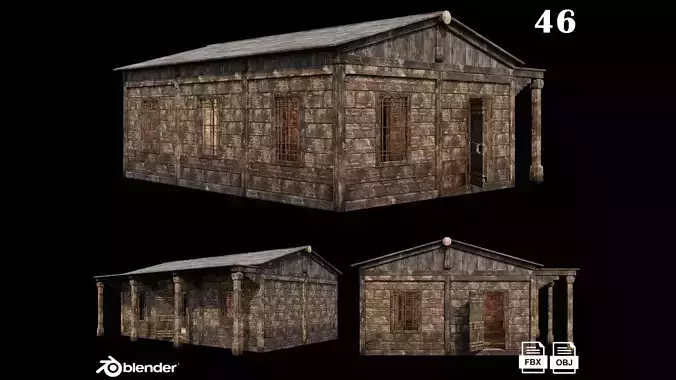 Medieval Houses 46- 4K Textures Game Ready Low-poly 3D model