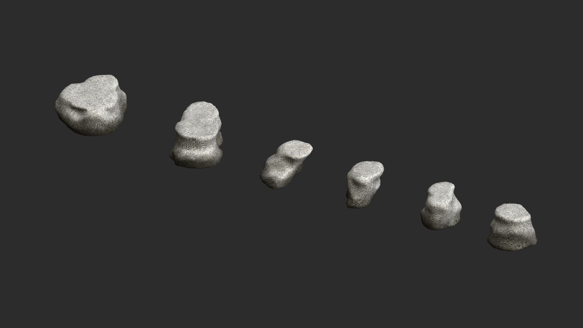 Short Flat Rocks - White 2 Low-poly 3D model_11