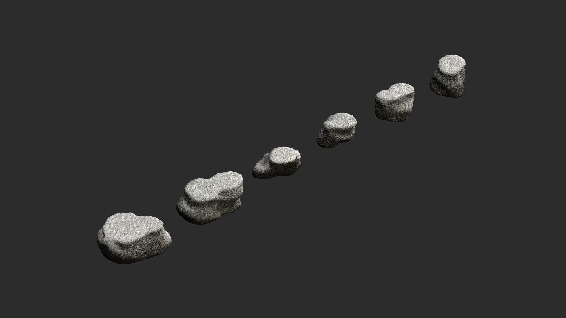 Short Flat Rocks - White 2 Low-poly 3D model_4