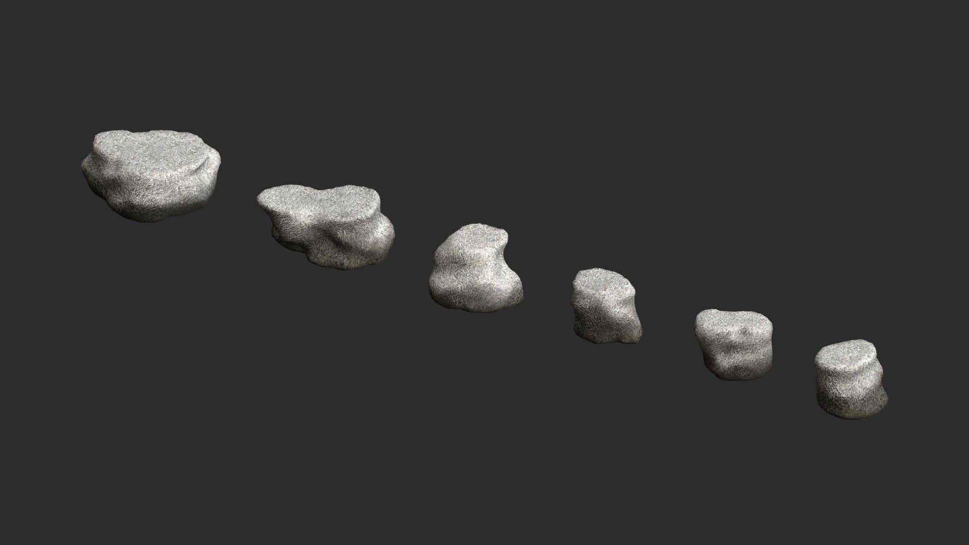 Short Flat Rocks - White 2 Low-poly 3D model_12