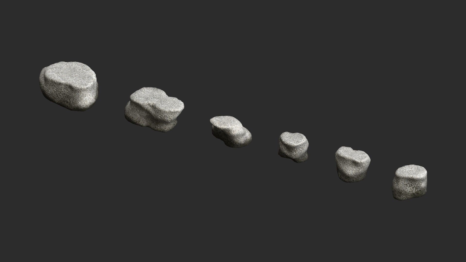 Short Flat Rocks - White 2 Low-poly 3D model_13