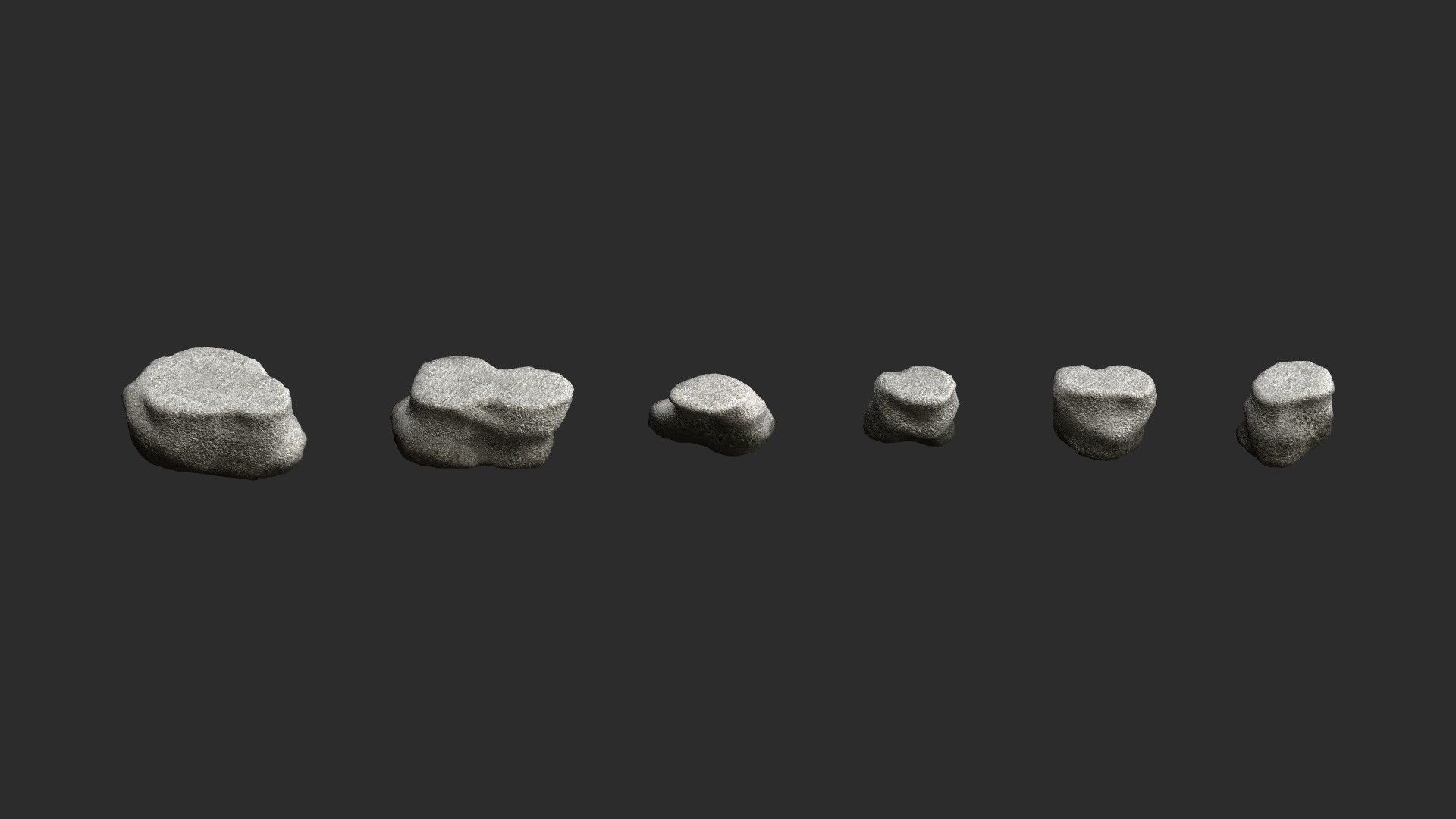 Short Flat Rocks - White 2 Low-poly 3D model_2