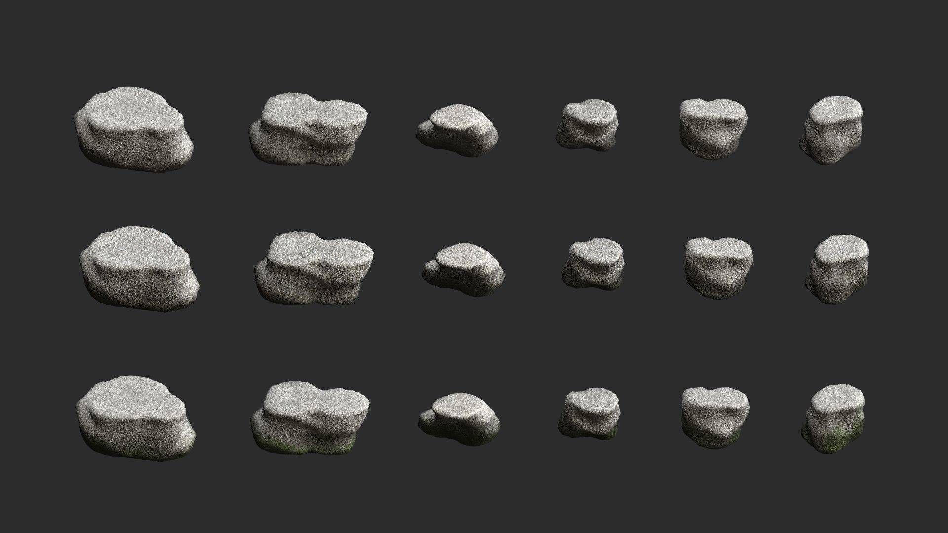 Short Flat Rocks - White 2 Low-poly 3D model_14