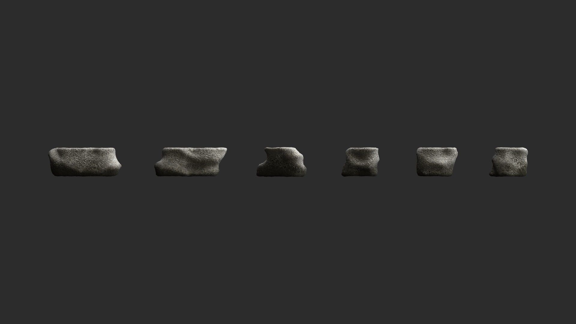 Short Flat Rocks - White 2 Low-poly 3D model_1