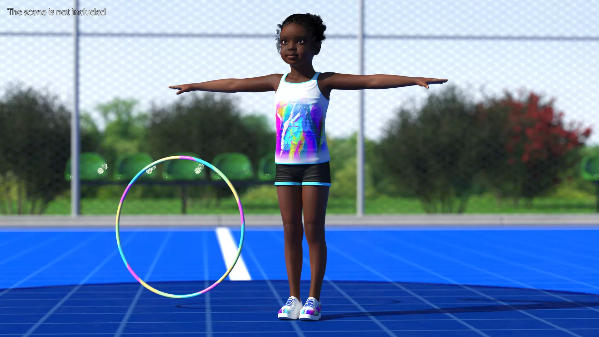 Black Child Girl With Hoop T-pose 3D model