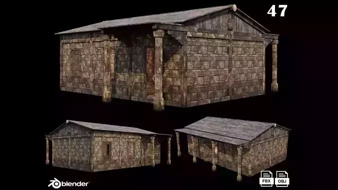 Medieval Houses 47- 4K Textures Game Ready Low-poly 3D model