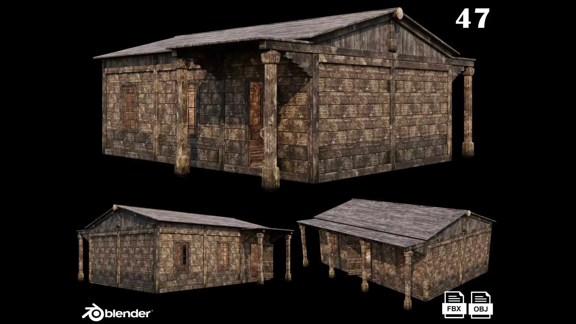 Medieval Houses 47- 4K Textures Game Ready Low-poly 3D model_0