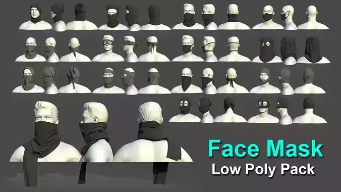 15 Face Mask Low Poly Pack With UV Low-poly 3D model 15 Face Mask Low Poly Pack With UV Low-poly 3D model