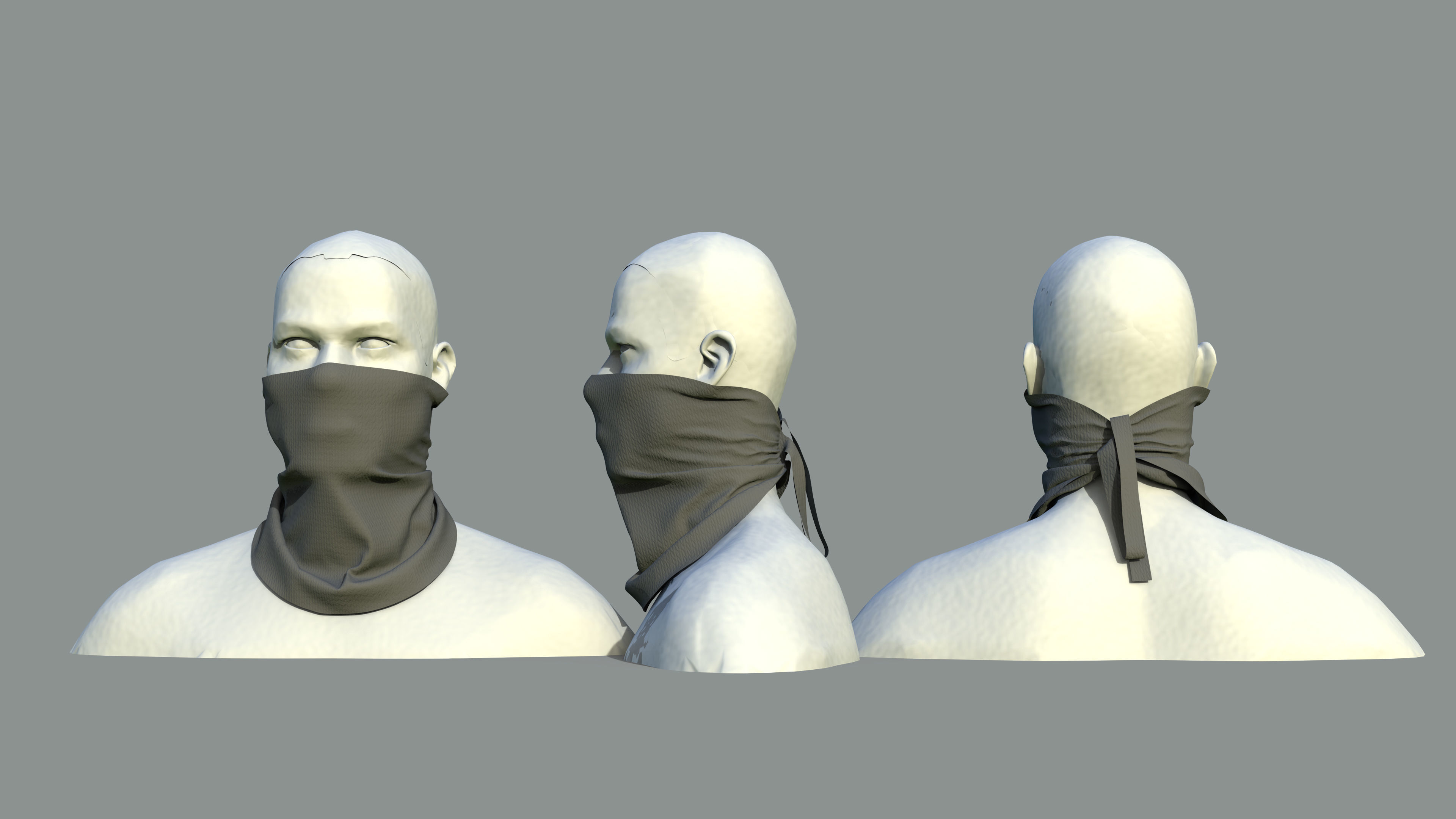 15 Face Mask Low Poly Pack With UV Low-poly 3D model_8