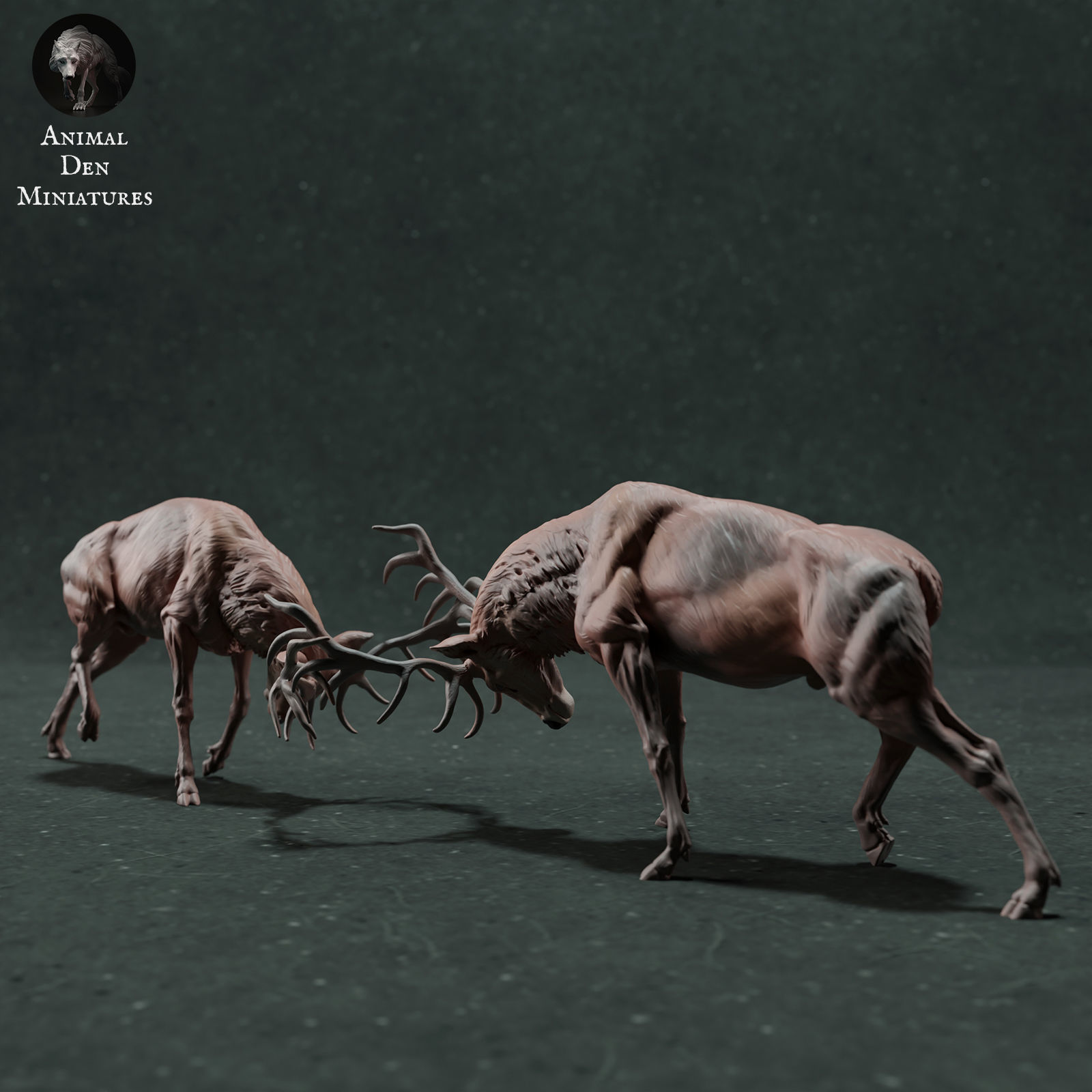 Red Deer Stags Fight 3D print model_2