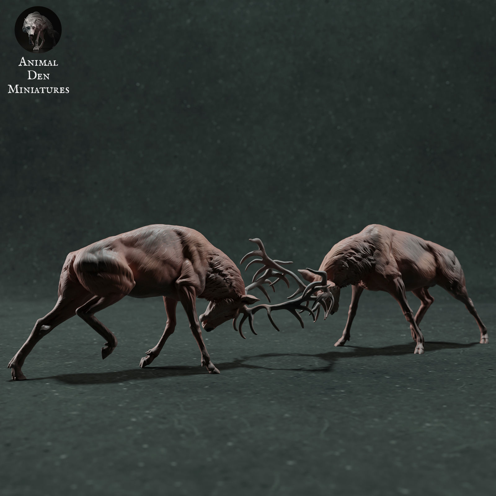Red Deer Stags Fight 3D print model_3