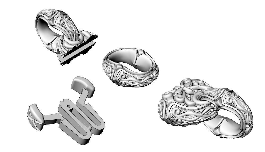 Antique mens silver bracelet 760 3D print model_15