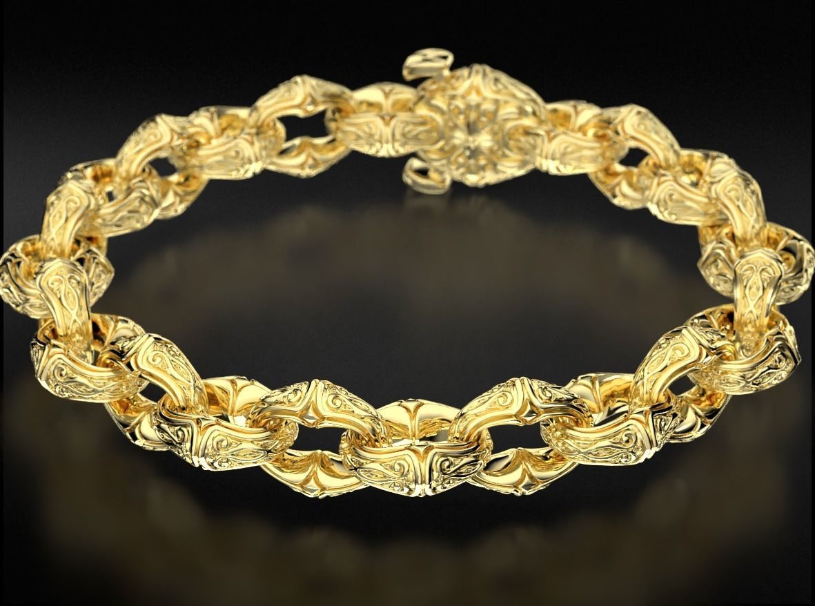 Antique mens silver bracelet 760 3D print model_9
