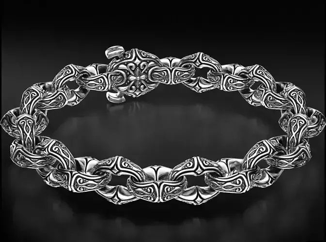 Antique mens silver bracelet 760 3D print model