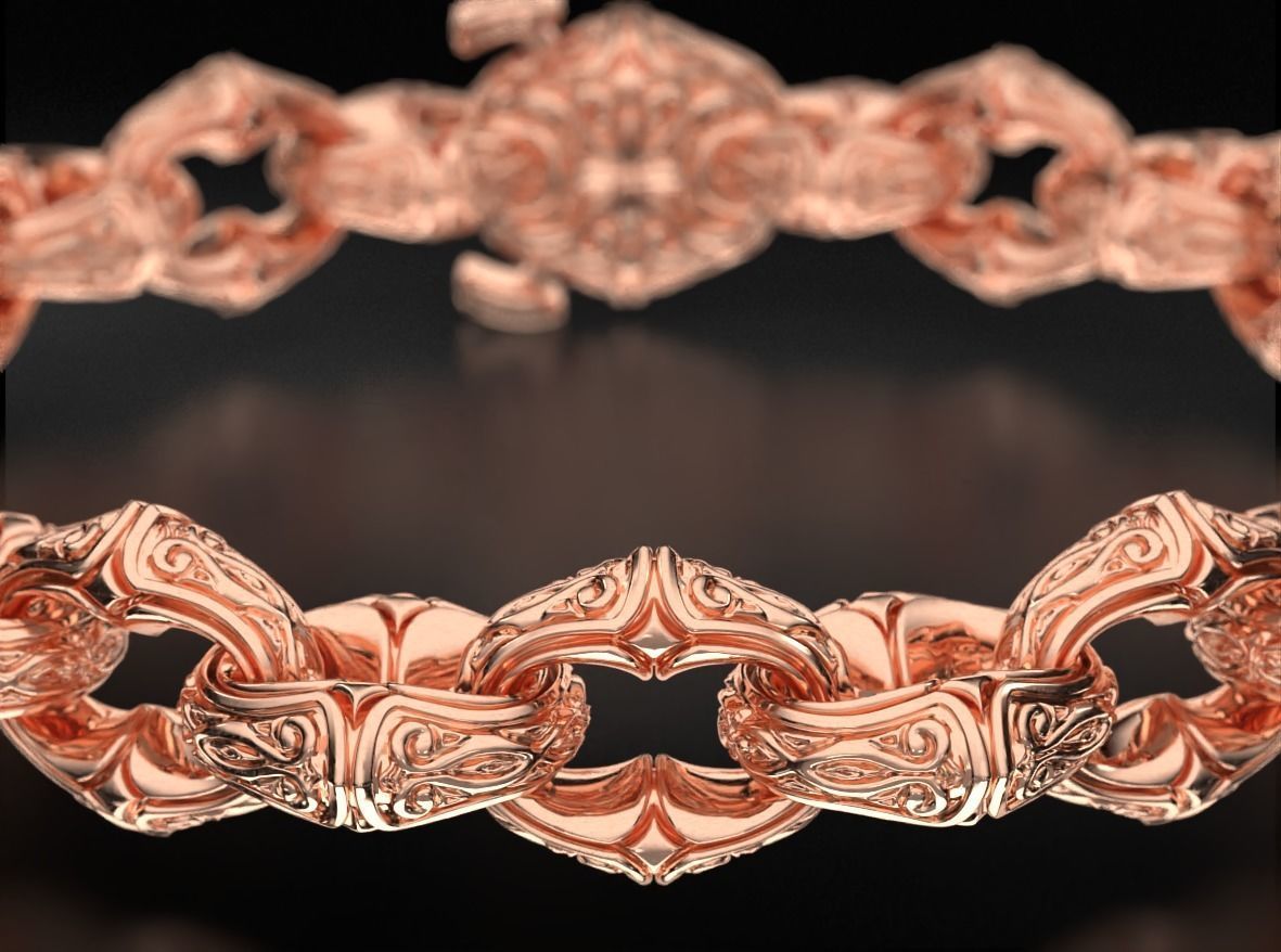 Antique mens silver bracelet 760 3D print model_6
