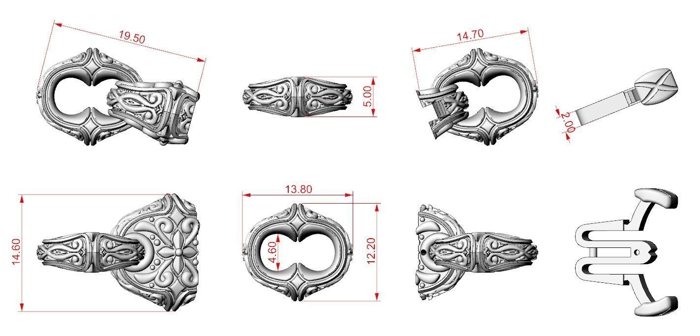 Antique mens silver bracelet 760 3D print model_14