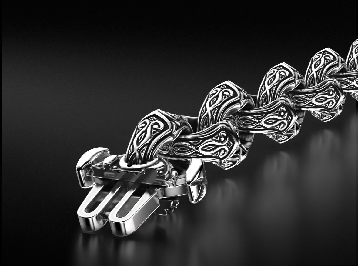 Antique mens silver bracelet 760 3D print model_12