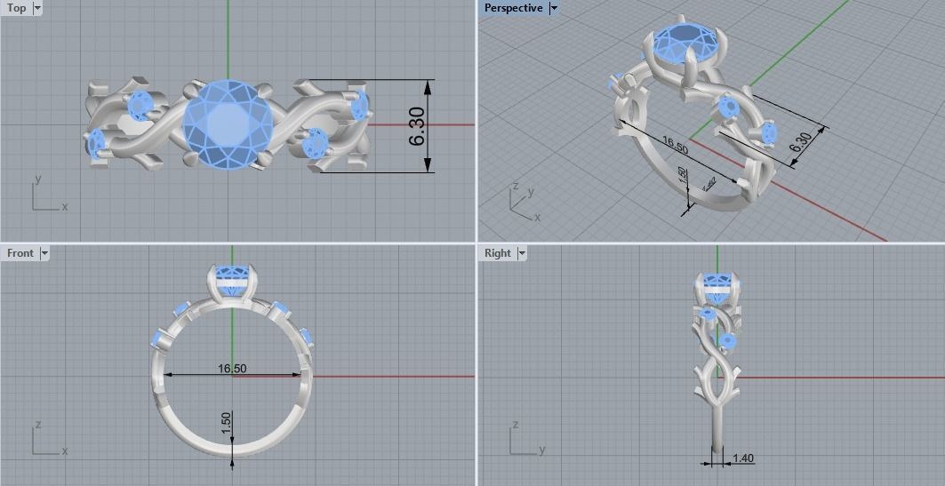 rings with diamonds  3D print model_5