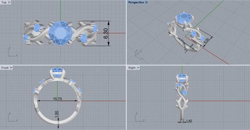 rings with diamonds 0073 3D print model_5