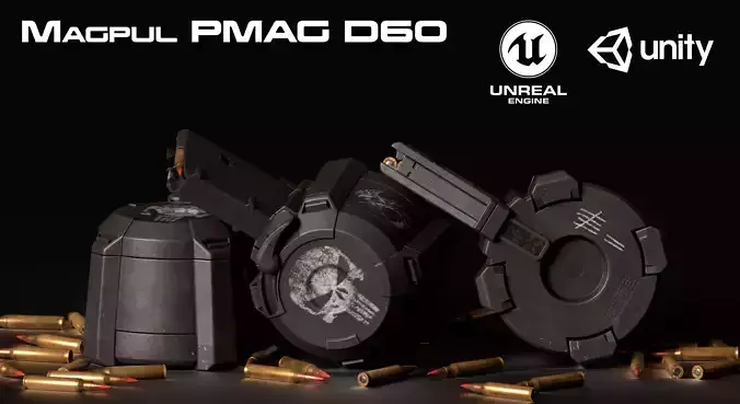 Magazine Magpul PMAG D60 STANAG Low-poly 3D model