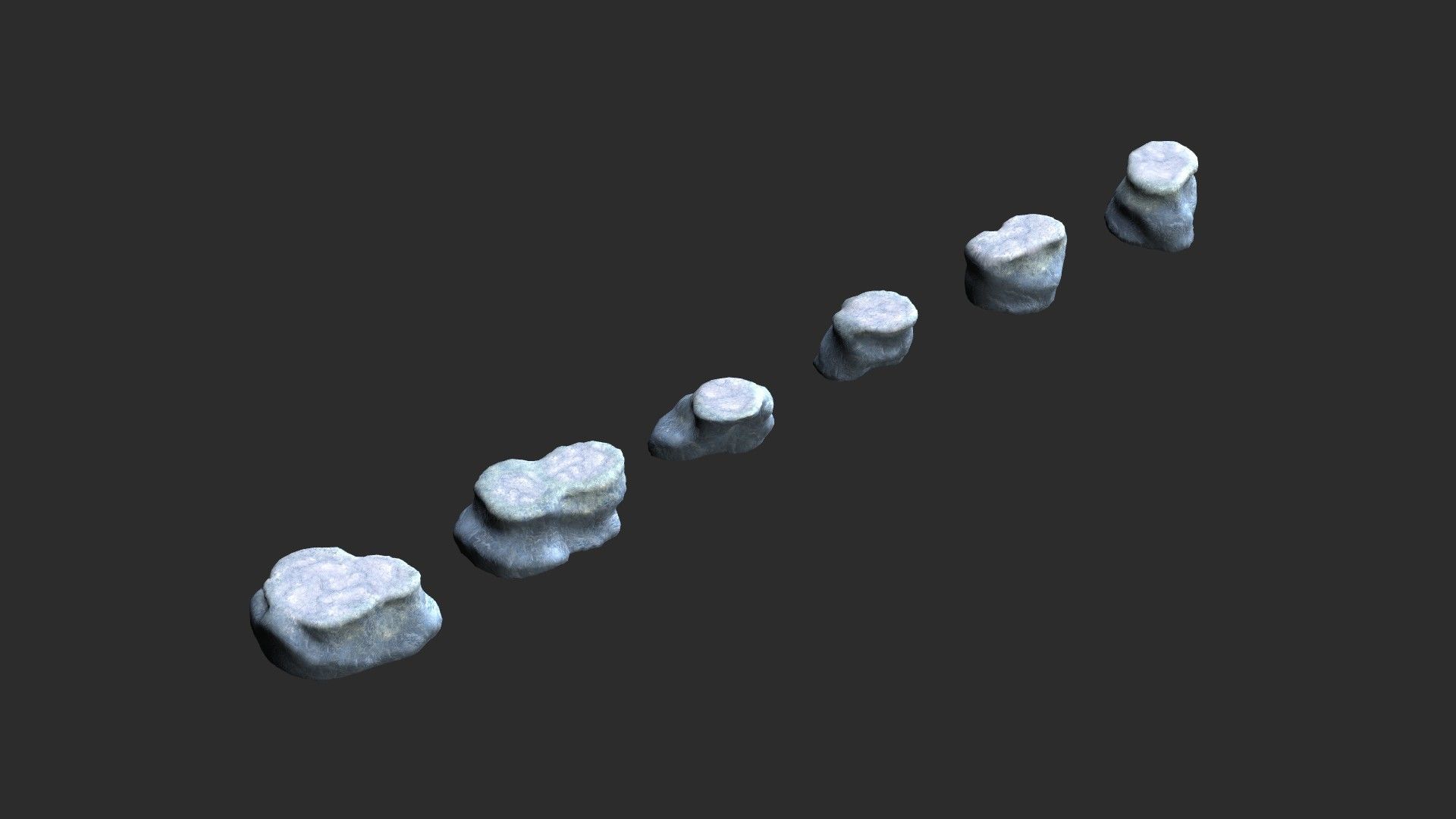 Short Flat Rocks - Ice Low-poly 3D model_4