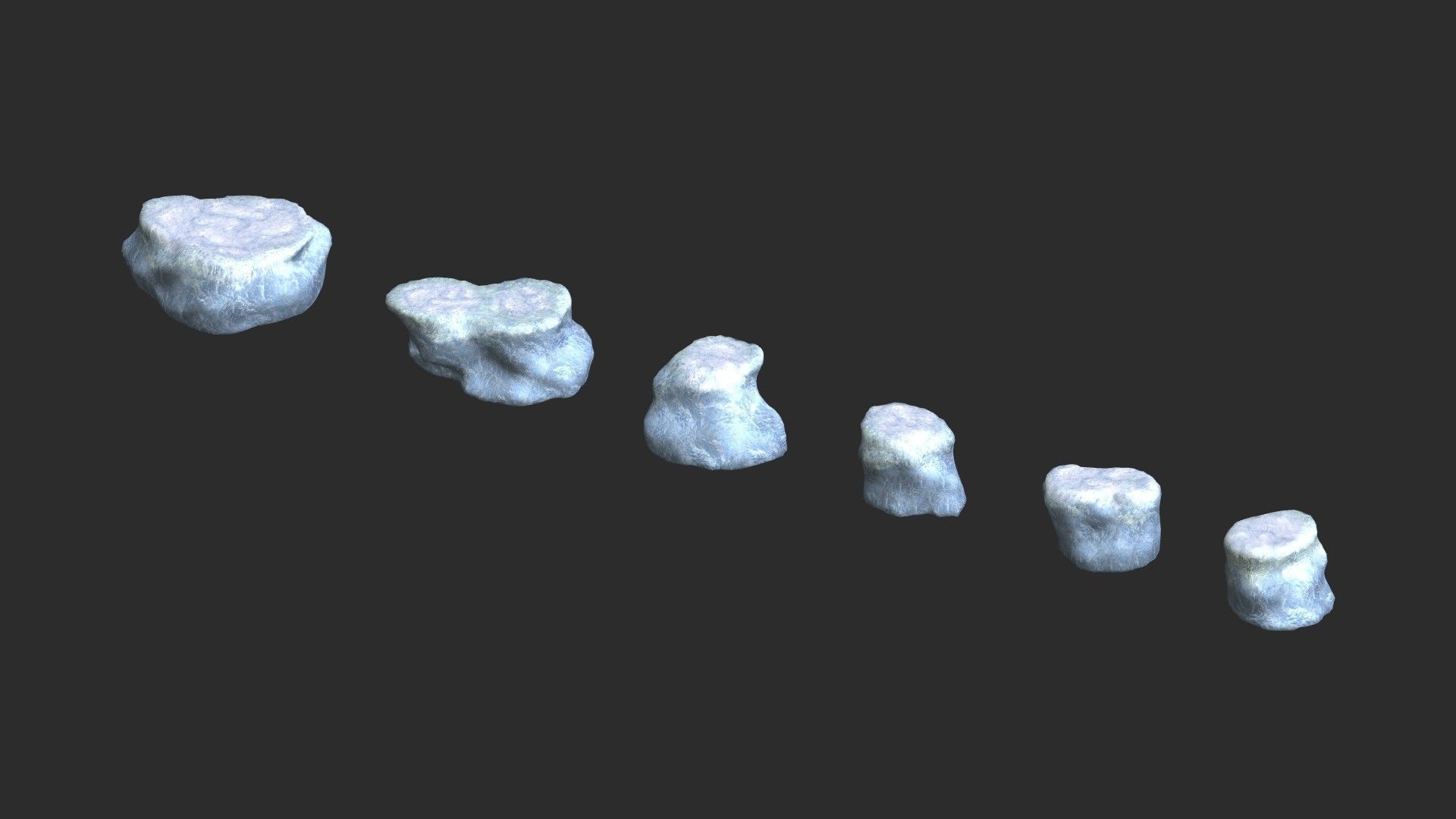 Short Flat Rocks - Ice Low-poly 3D model_13