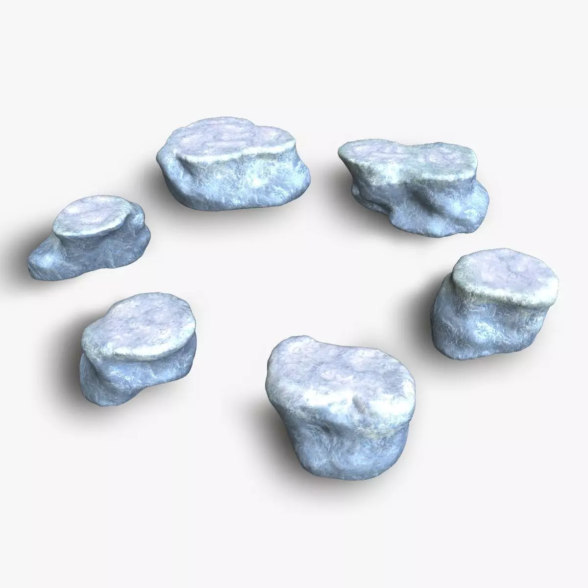 Short Flat Rocks - Ice Low-poly 3D model_0