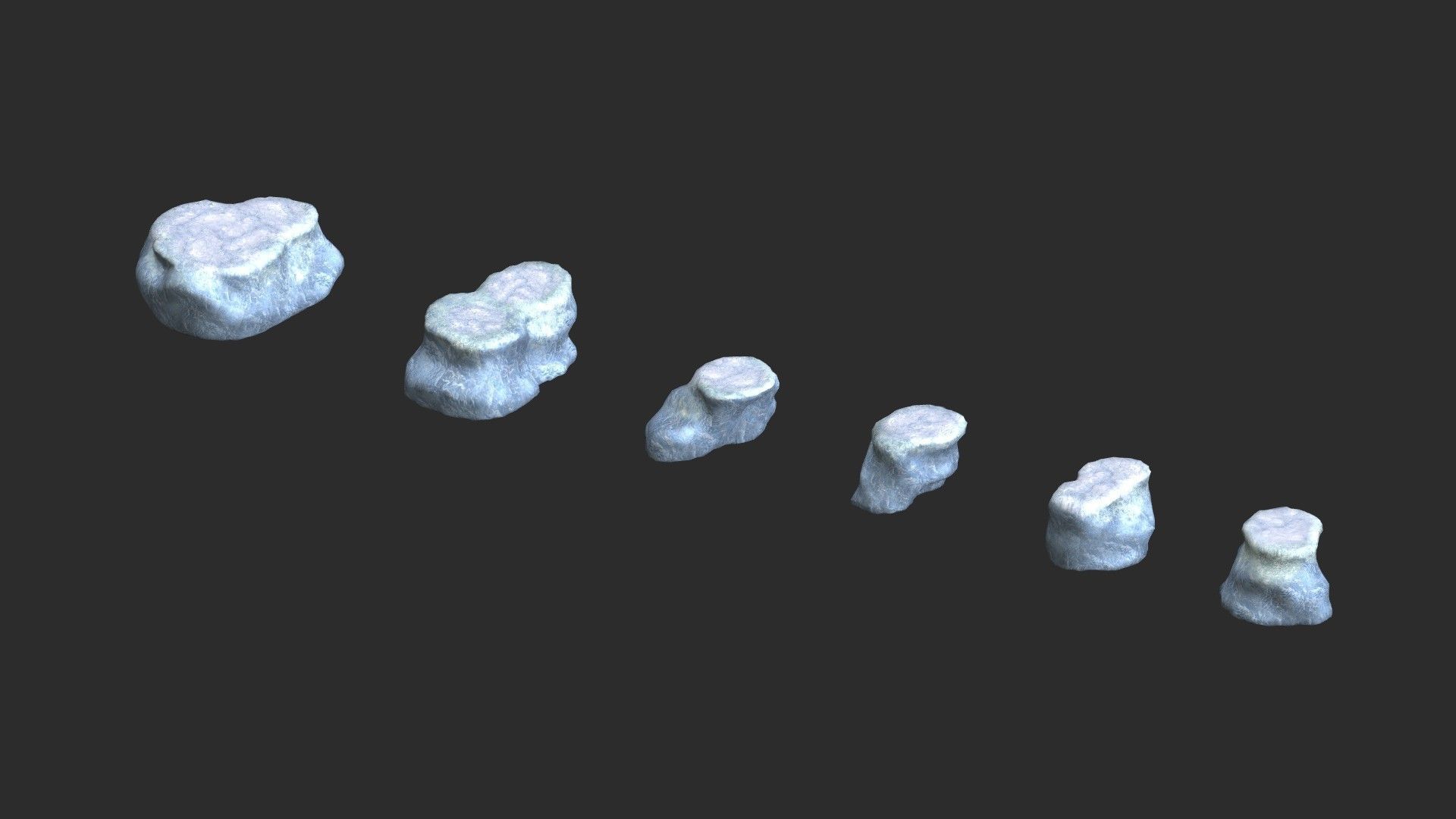 Short Flat Rocks - Ice Low-poly 3D model_11