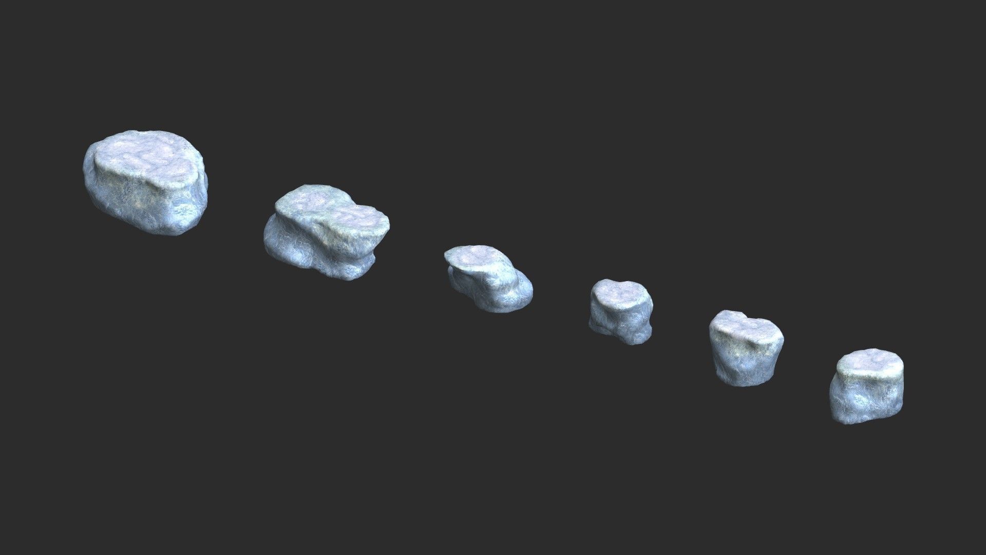 Short Flat Rocks - Ice Low-poly 3D model_12