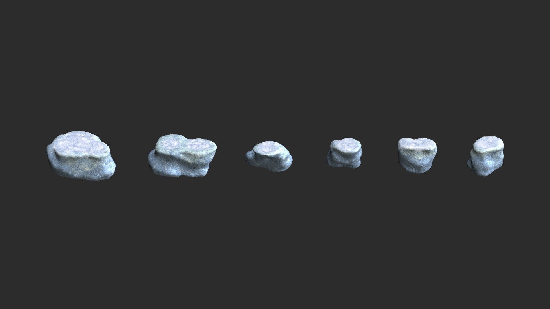 Short Flat Rocks - Ice Low-poly 3D model_2