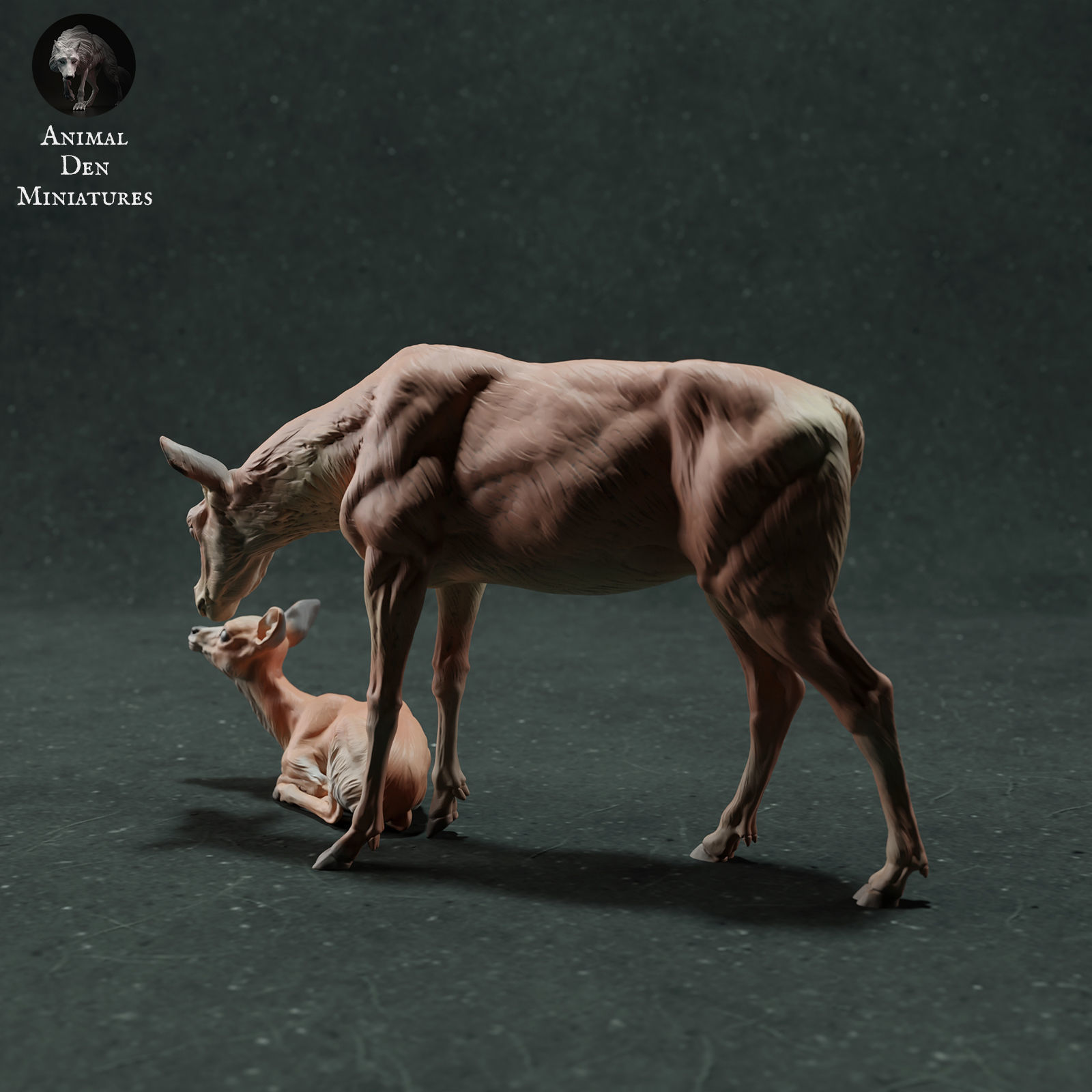 Red Deer Hind and Fawn 3D print model_2