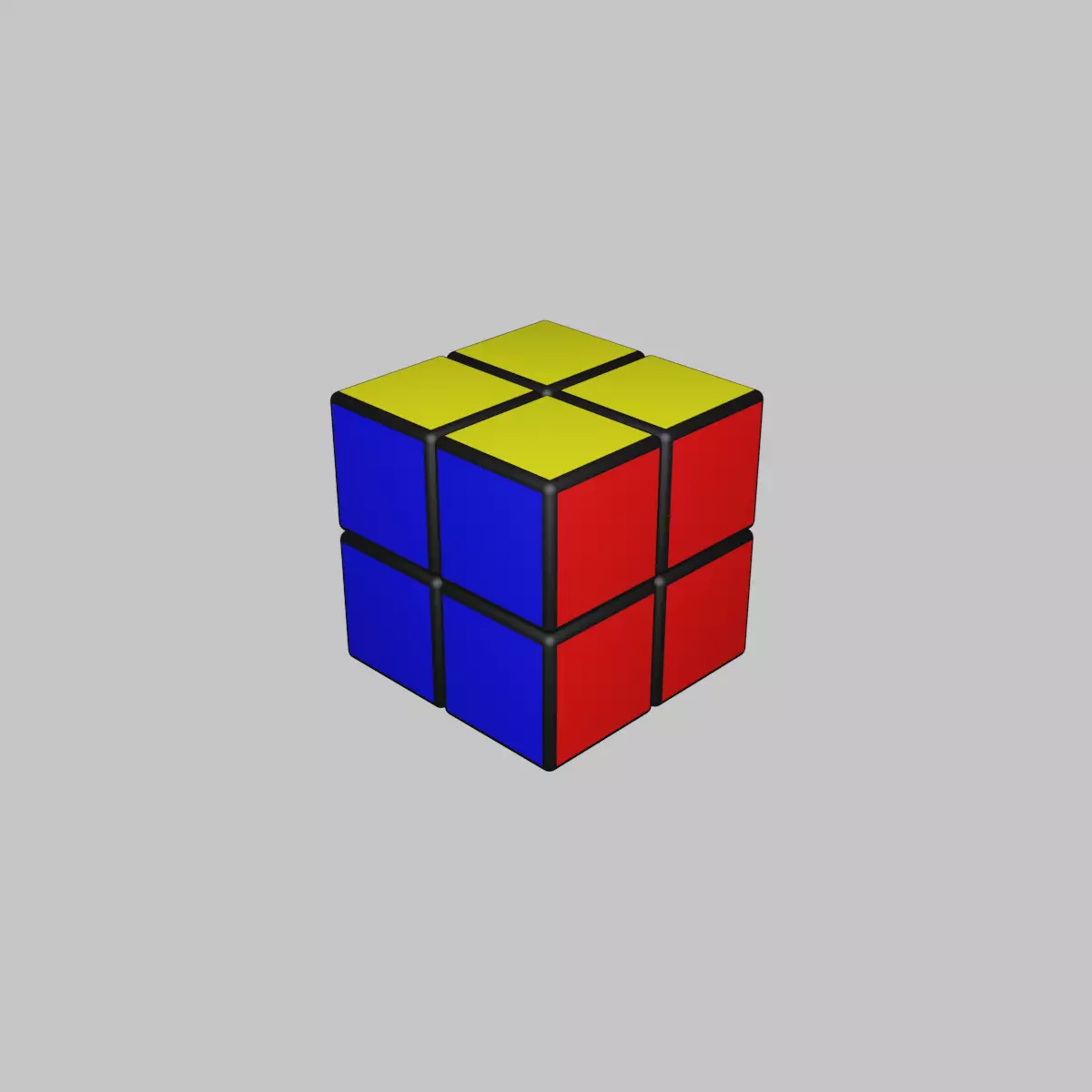 2x2x2 Rubiks Cube Low-poly 3D model_0