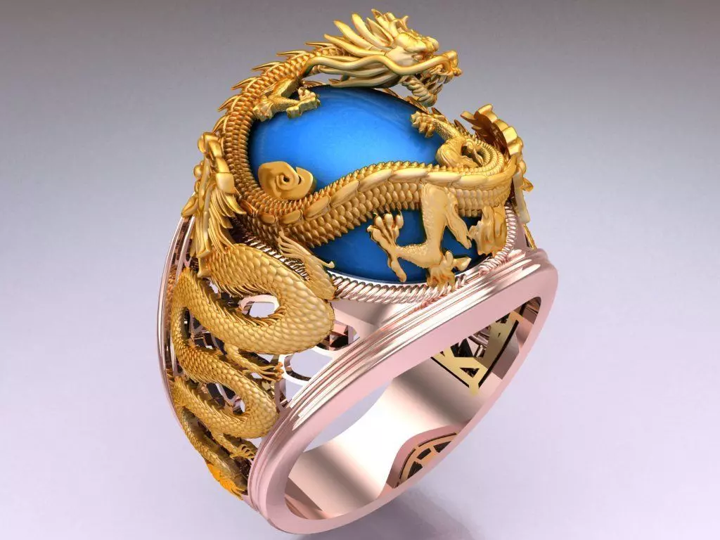 Dragon Ring - Mens Ring - N428 3D print model