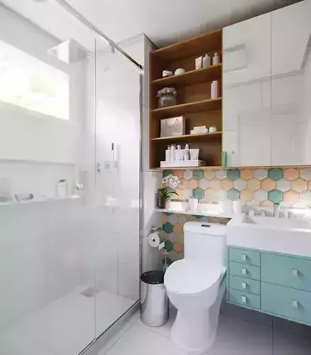 Green Bathroom Interior Scene Complete 3D model