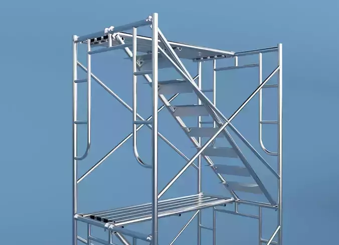 Scaffolding metal tower with stairs 3D model