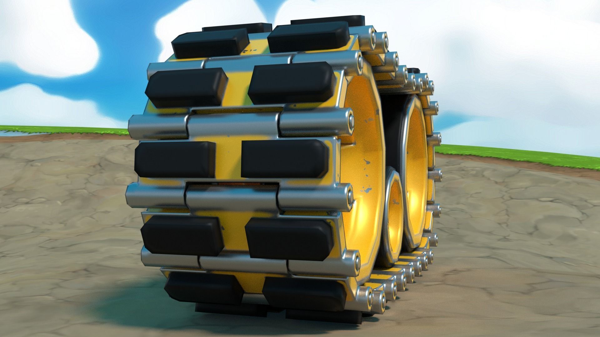 Cartoon Low Poly Animated Track Low-poly 3D model_3