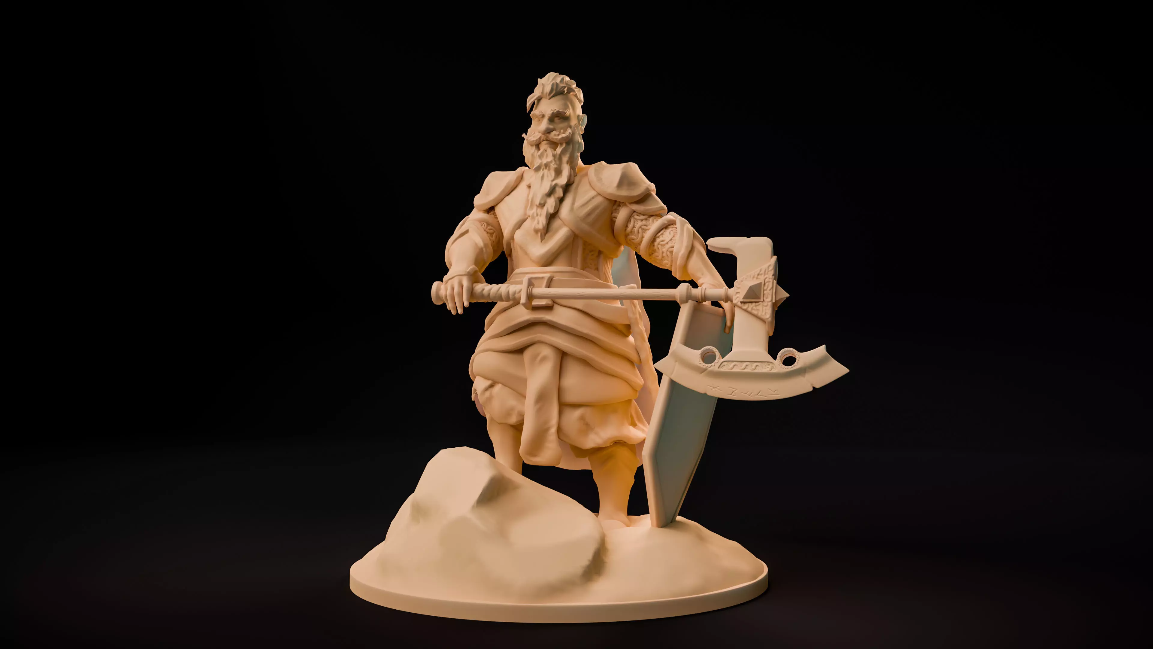 Dwarven warrior 3D print model_0