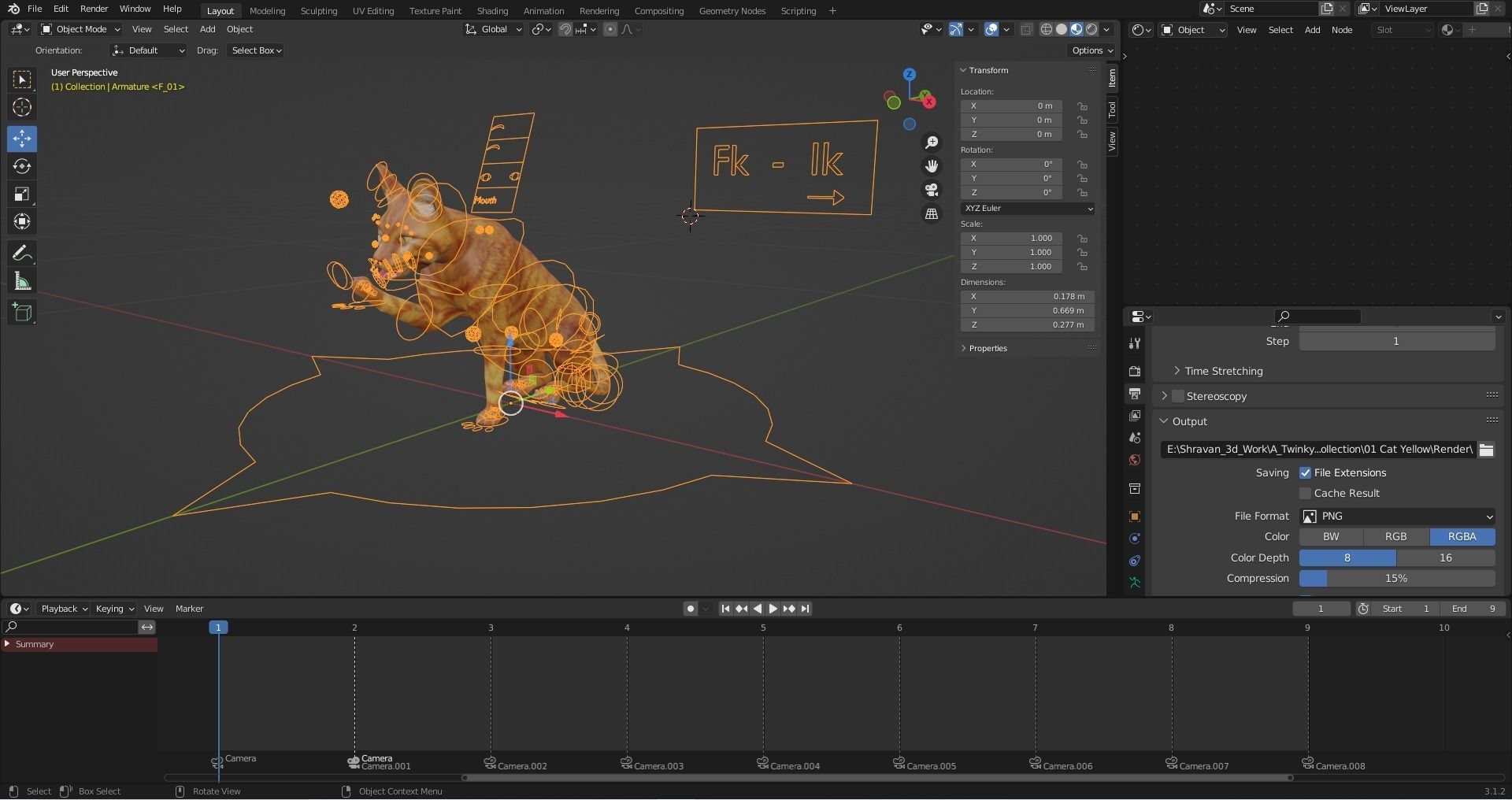 Cat Yellow V3 Rigged Low-poly 3D model_13