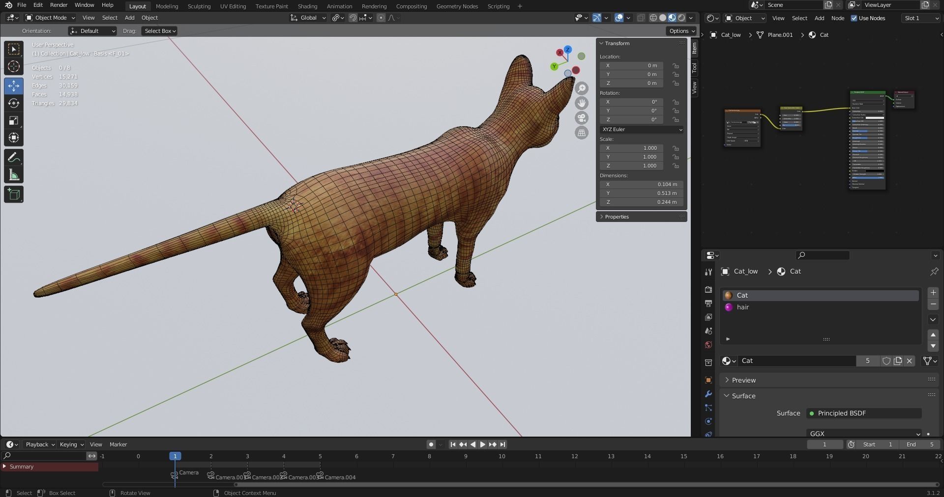 Cat Yellow V3 Rigged Low-poly 3D model_21