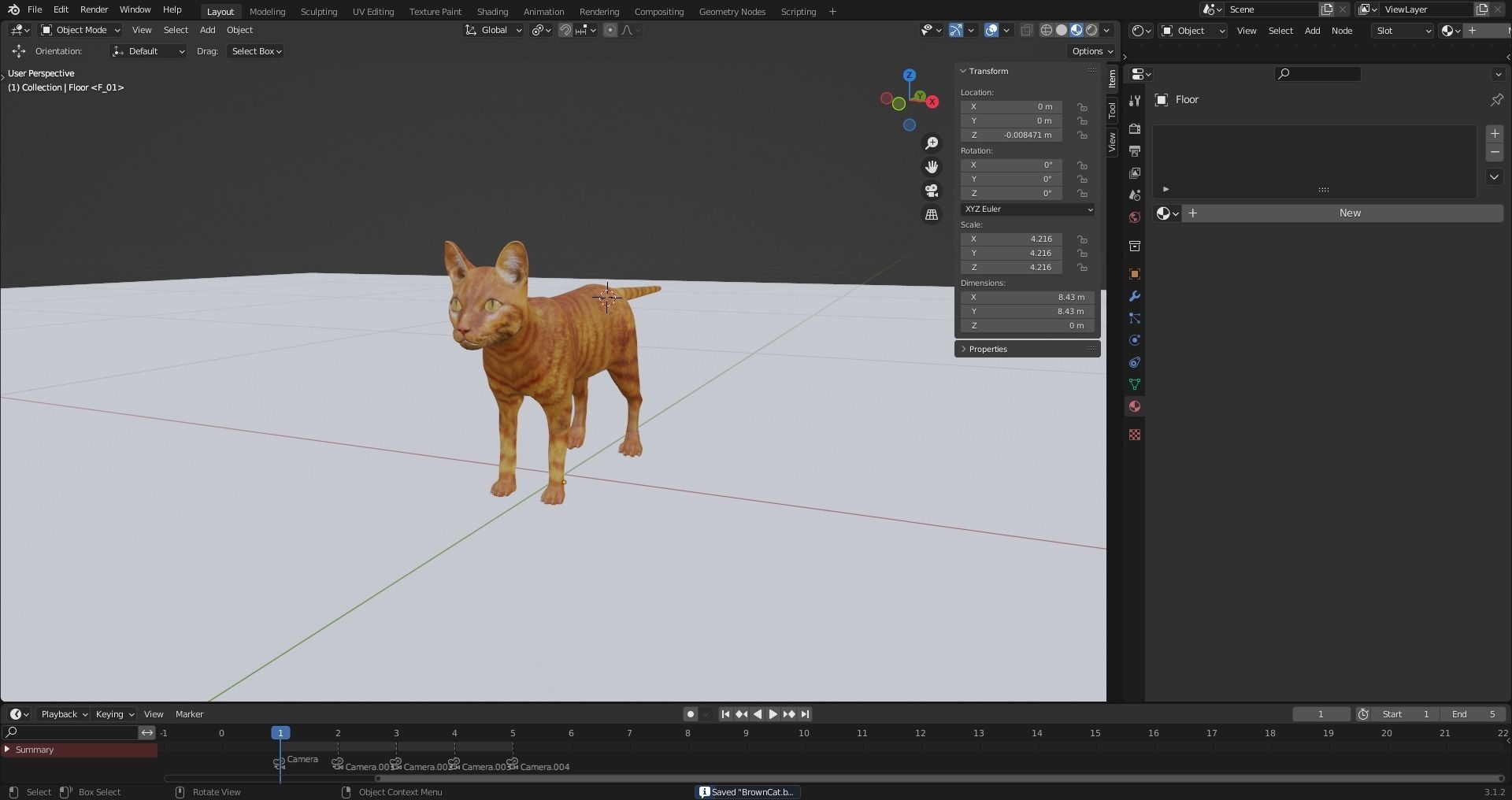 Cat Yellow V3 Rigged Low-poly 3D model_10