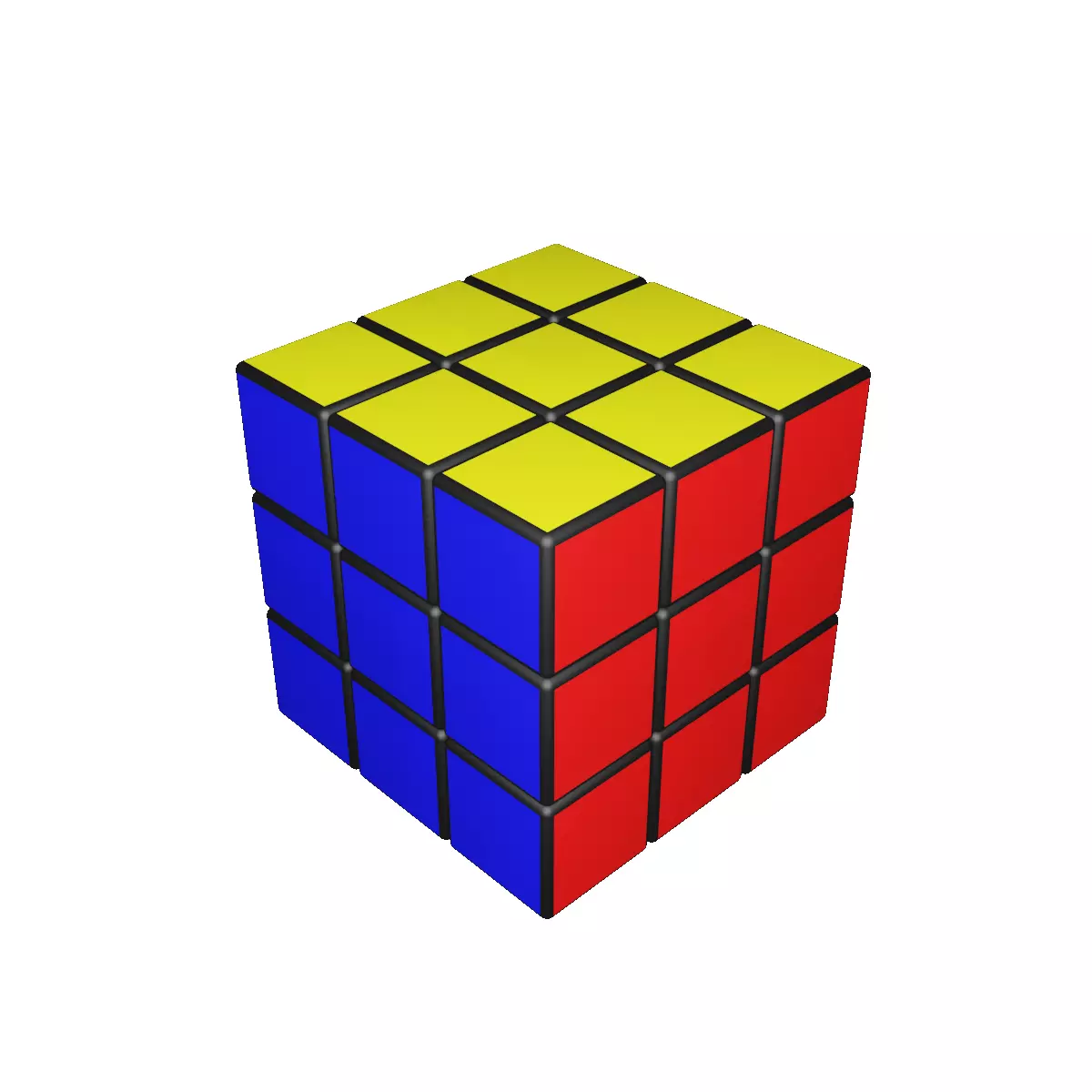 3x3x3 Rubiks Cube Low-poly 3D model_0
