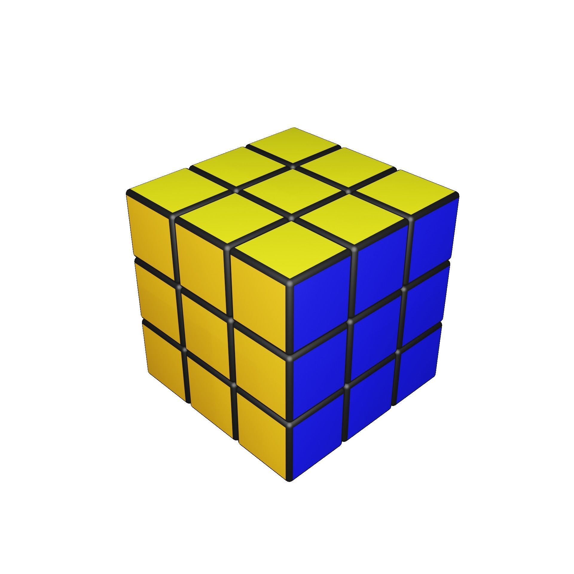 3x3x3 Rubiks Cube Low-poly 3D model_11