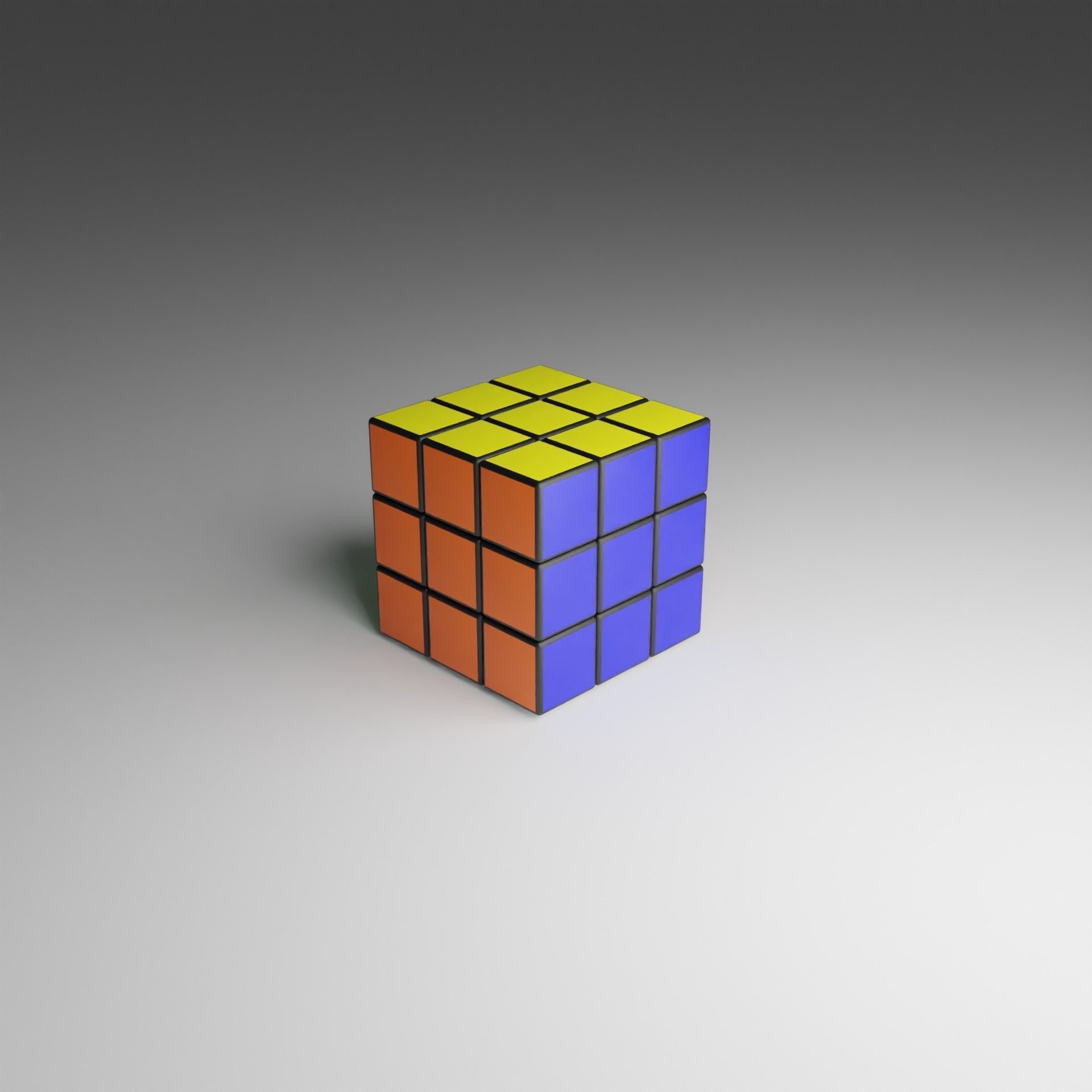 3x3x3 Rubiks Cube Low-poly 3D model_2