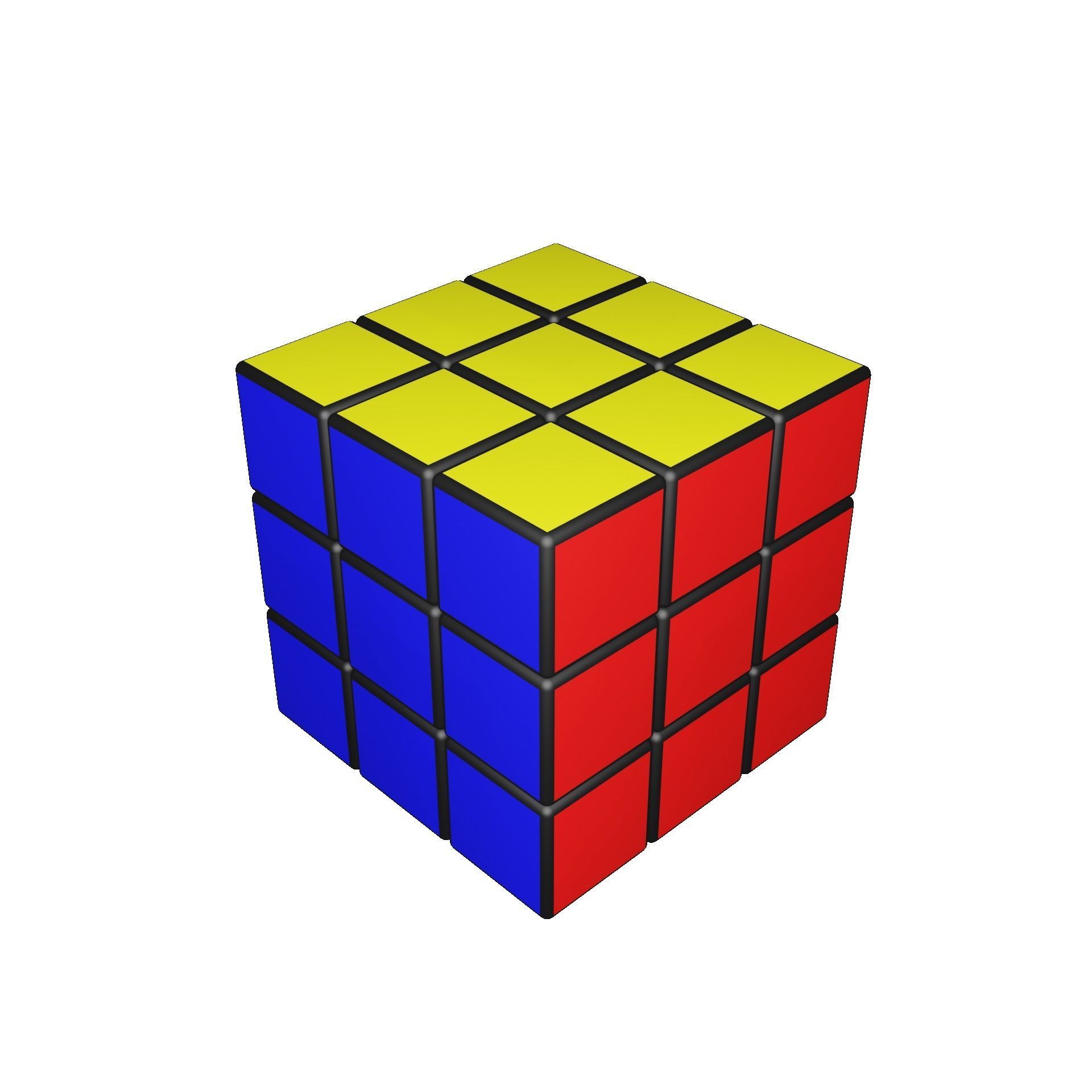 3x3x3 Rubiks Cube Low-poly 3D model_9